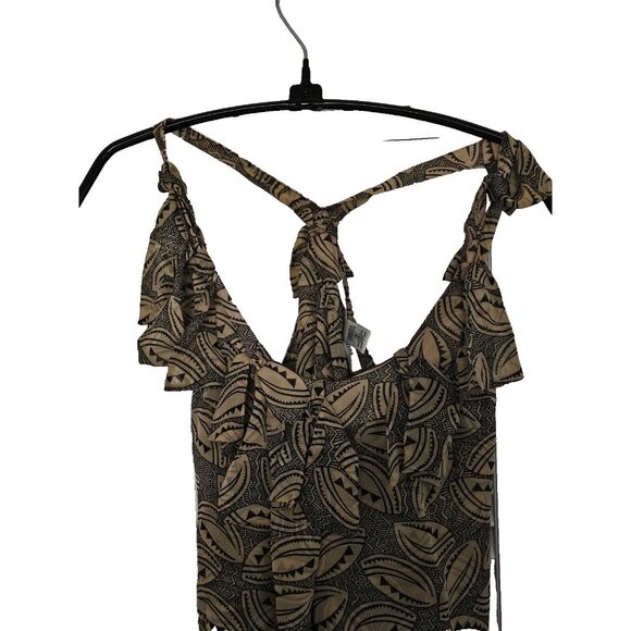 Diane von Furstenberg 100% Silk Blouse Top Gold Size 0 Bows Criss-Cross - Picture 2 of 4